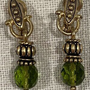 Premier Designs Green Crystal Dangle Earrings